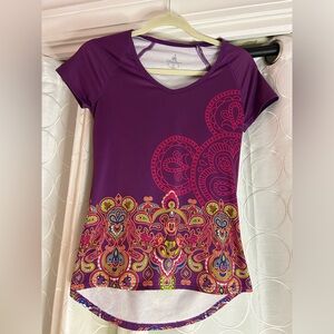 Disney Parks Purple Paisley Hidden Mickey Mouse V Neck Top
